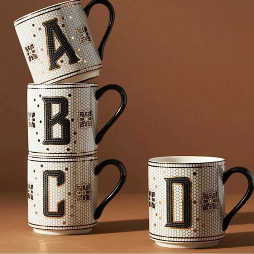 Anthropologie  Letter D Tiled Mosaic Coffee Mug